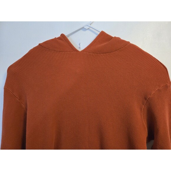 VTG Polo Ralph Lauren Hoodie Mens XL Orange Hooded Thermal Waffle Knit Pullover - Picture 2 of 7